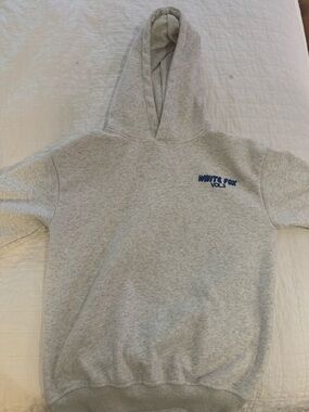 White Fox Boutique Light Gray Hoodie with Navy Logo
